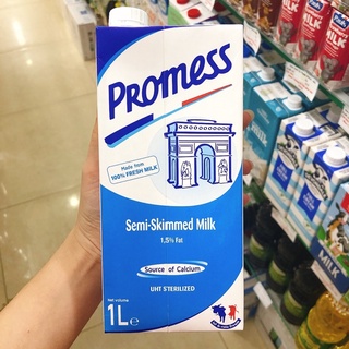 Sữa tươi không đường Promess 1 lít - Pháp: tách béo, nguyên kem, vitamin, không béo