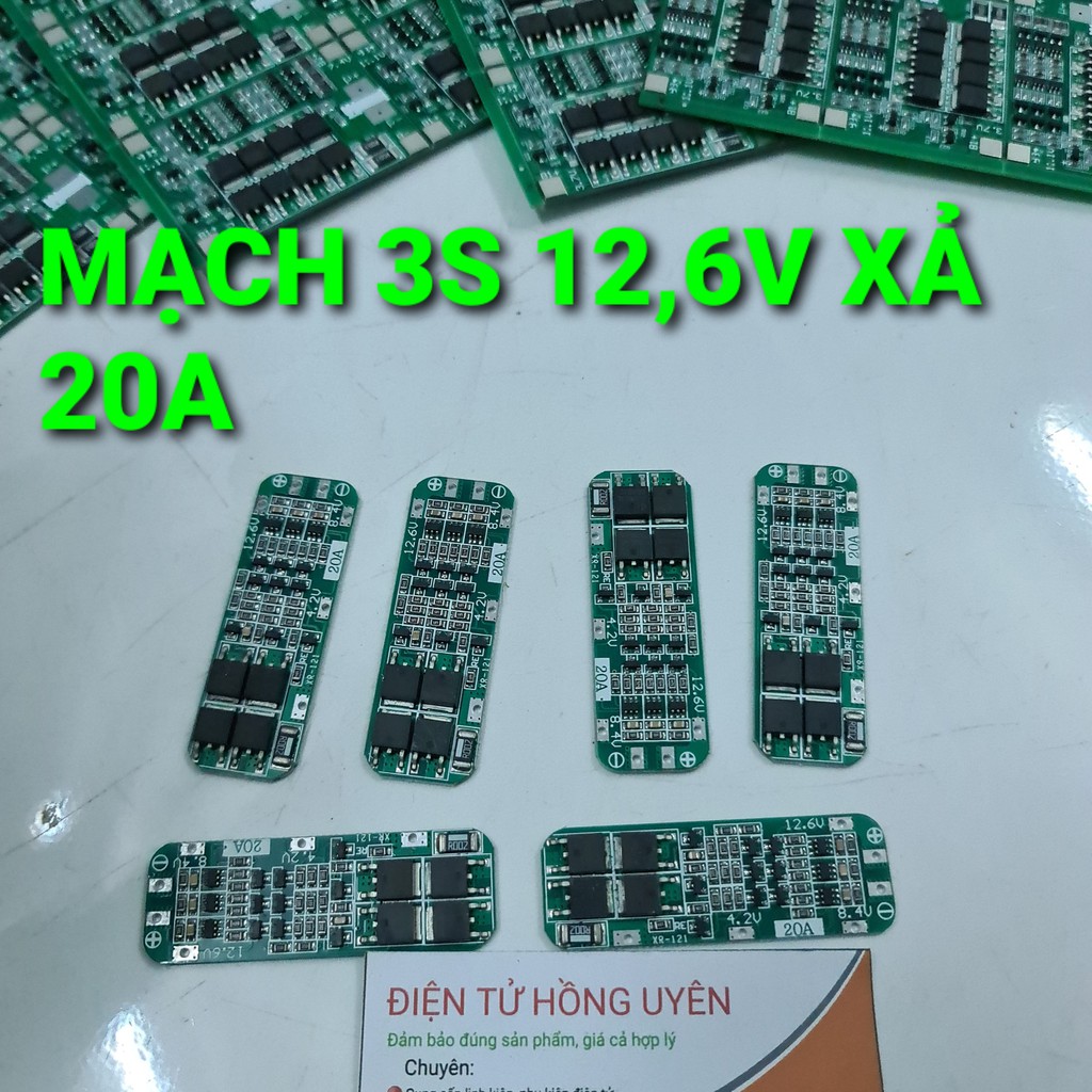 Mạch 3S 12,6V 20A. Mạch bảo vệ sạc xả cho pin Lithium 18650 3S - 20A. Chuyên dùng đóng khối pin 3s (3 cell pin nối tiếp)