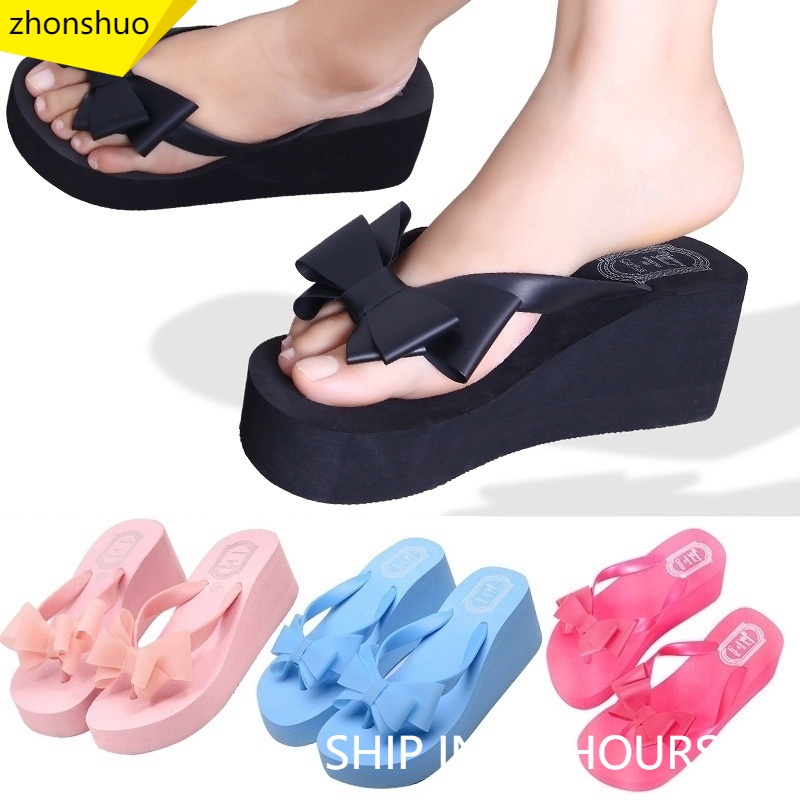 Dép Xỏ Ngón Đế Xuồng Đính Nơ Phong Cách Hawaii Dành Cho Nữ