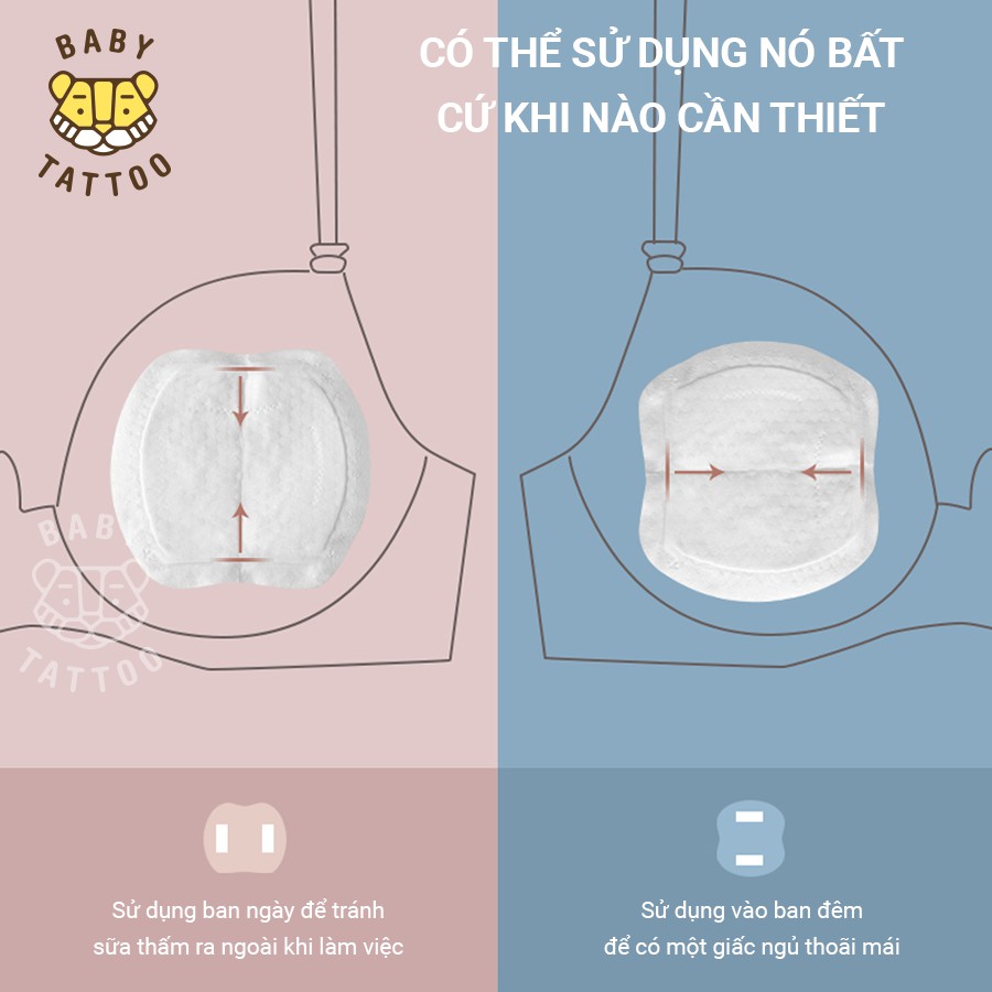 BABY TATTOO Miếng Lót Thấm Hút Sữa Dành Cho Các Mẹ Sau Sinh Và Đang Cho Con Bú, Hộp 32 Miếng