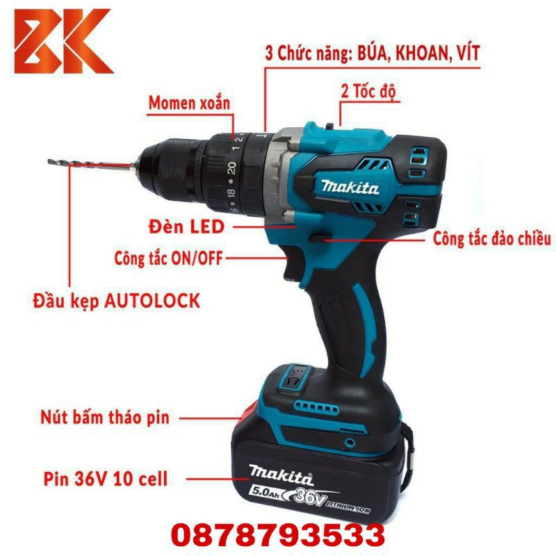 Máy bắt vít🔥Makita🔥🔥46V 10cell.5000mAH dùng pin💥siêu khoẻ 🔥bảo hành 12 tháng.🔥