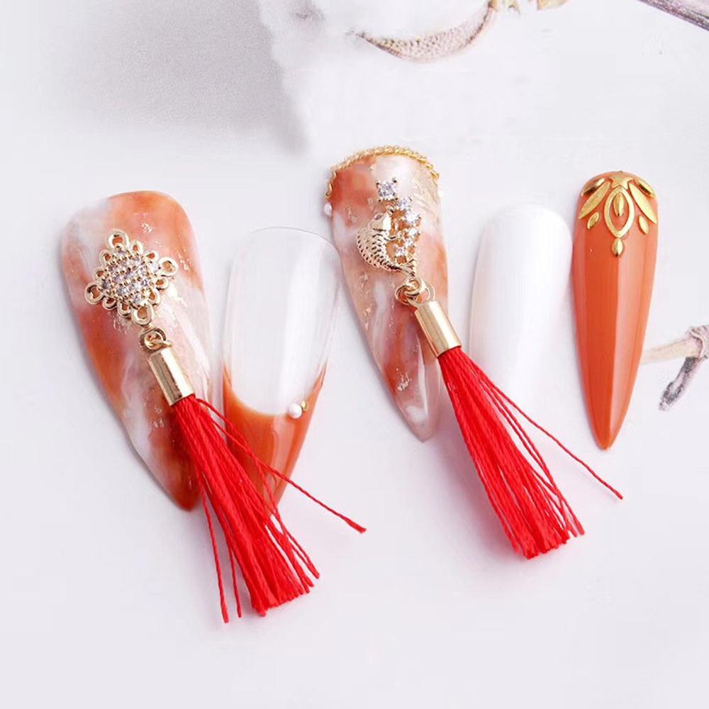 Móng Tay 3D CABEZA|Hạt Charm Tua Rua Đỏ Sang Trọng