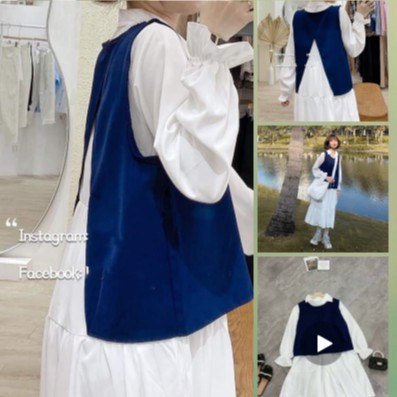 Sét 2 Món Váy Xẻ Lưng Cực Xinh chất thô lụa
