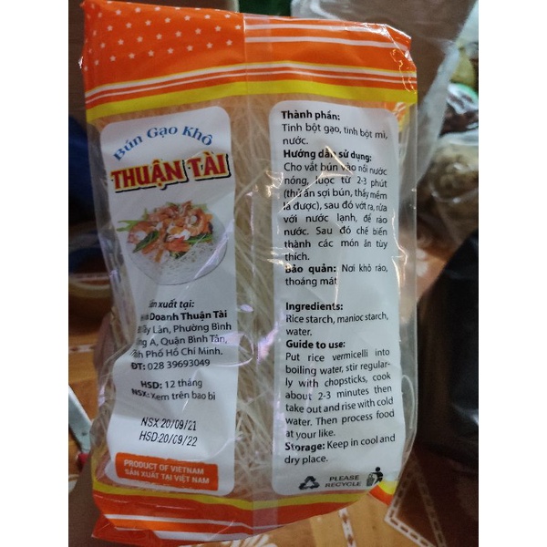 Bún gạo khô Thuận Tài gói 500g