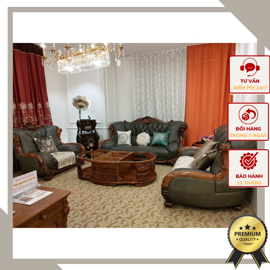 Bộ SOFA-M-XANH-8862 mang phong cách tân cổ điển sang trọng kiến tạo không gian phòng khách.