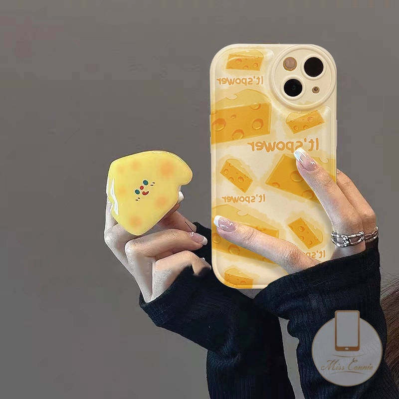Ốp Điện Thoại Dẻo Họa Tiết Phô Mai Hoạt Hình 3D Cho iPhone 6 6s 7 8 Plus 11 14 13 12 Pro MAX XR 14 Plus X XS MAX SE 2020 Giá Đỡ
