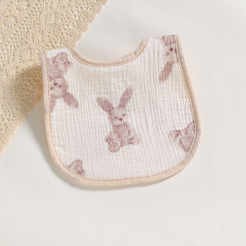 Yếm Vải Gạc Cotton 6 Lớp Mềm Mại In Họa Tiết Hoạt Hình Có Nút Nhấn Dành Cho Bé Sơ Sinh