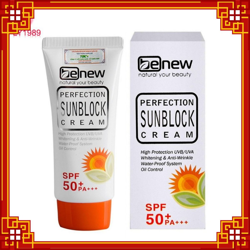 Kem Chống Nắng Dưỡng trắng Da Kiềm Dầu Lên Tông BENEW PERFECTION SUNBLOCK CREAM SPF 50 PA +++ 50ml