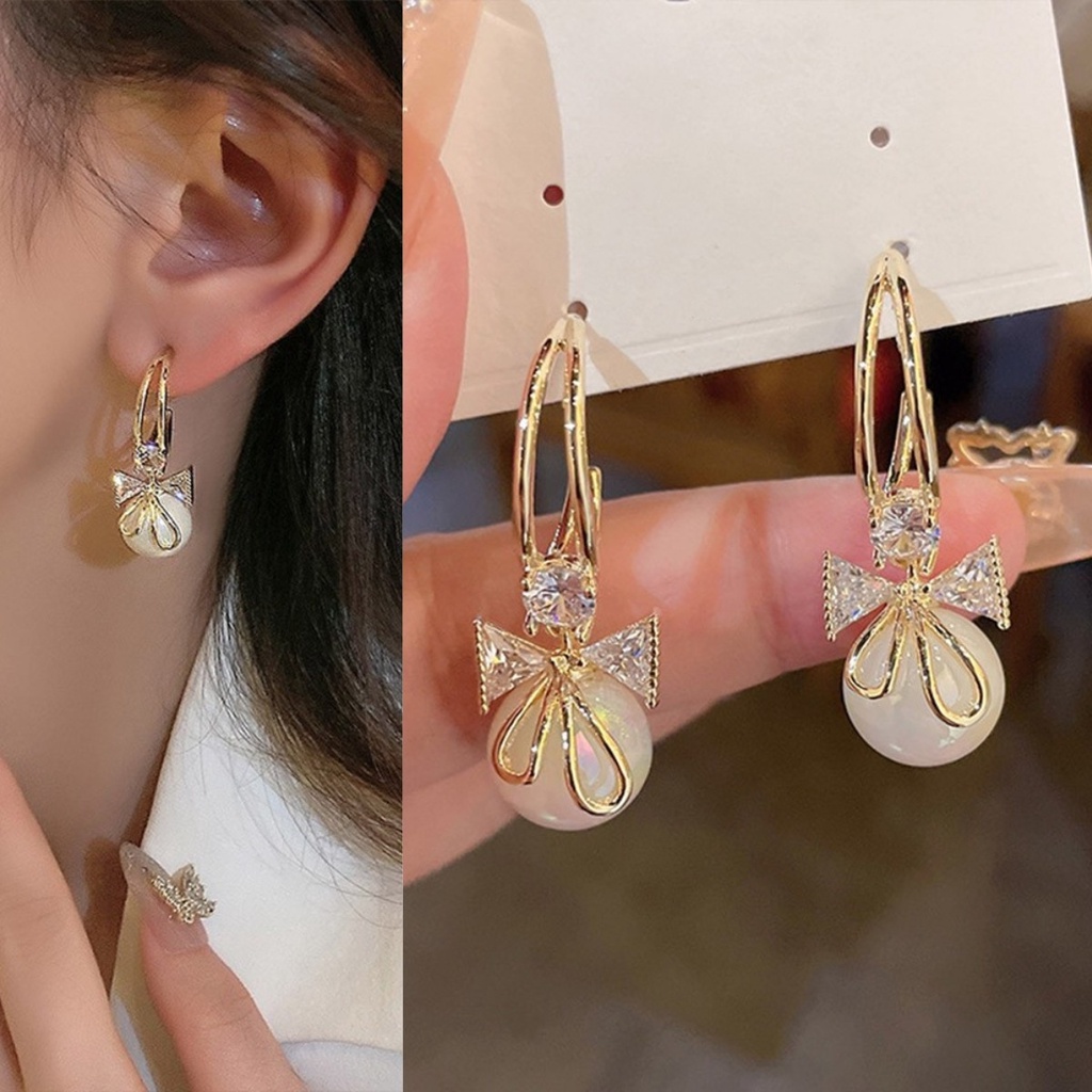 Bông Tai Ngọc Trai Hình Bướm/ Nàng Tiên Cá/ Nàng Tiên Cá Thời Trang Hàn Quốc Cho Nữ