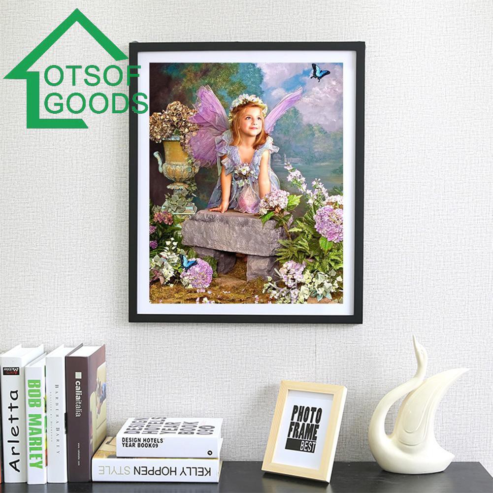 Set tranh thêu hình cô gái và hoa đẹp mắt tự hoàn thành