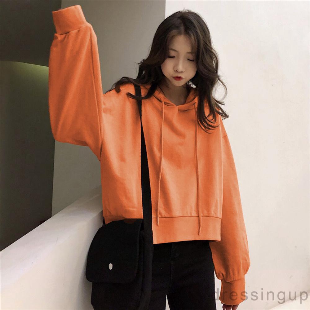 Áo Hoodie Tay Dài Màu Trơn
