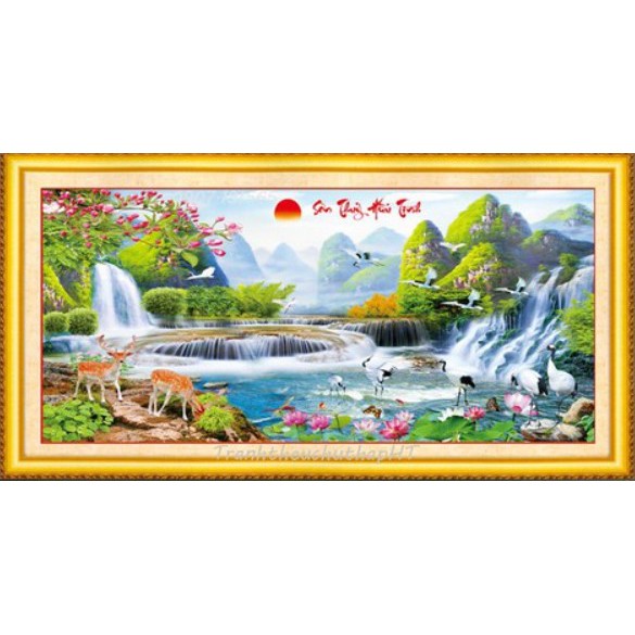 tranh đính đá phong cảnh lưu thủy sinh tài VS028 S029 VS030