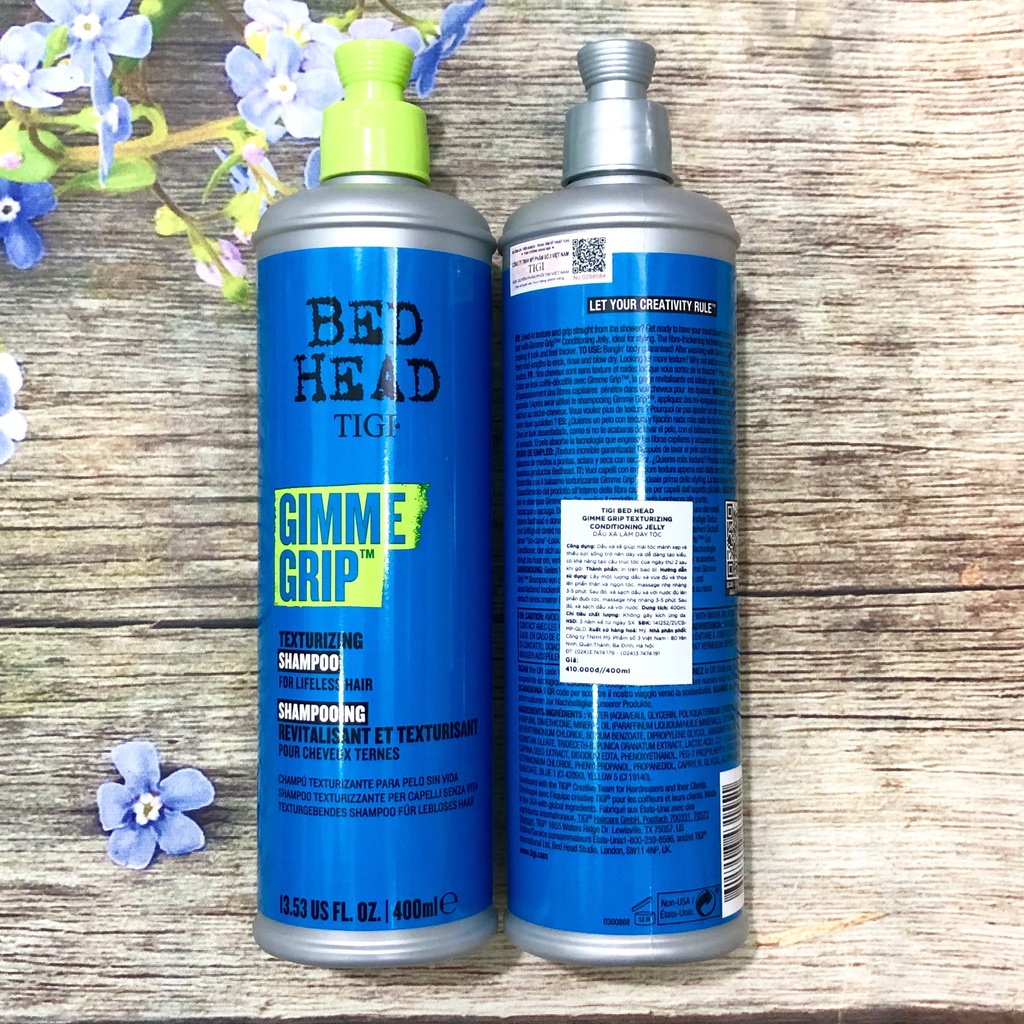 BỘ DẦU GỘI XẢ TIGI BEDHEAD XANH ĐẬM GIMME GRIP TEXTURIZING LÀM DÀY TÓC 400ML*2 NEW 2021