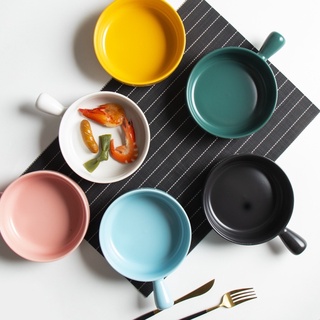 Thố sứ tròn tay cầm phong cách Bắc Âu 6cm x 15.5cm