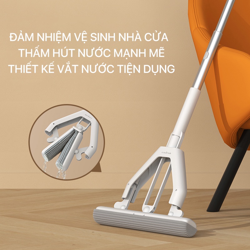 Bộ chổi lau nhà 3 món Xiaomi Deerma QJ100 Thiết kế tiện dụng, dễ dàng tháo lắp kính có thể được làm sạch