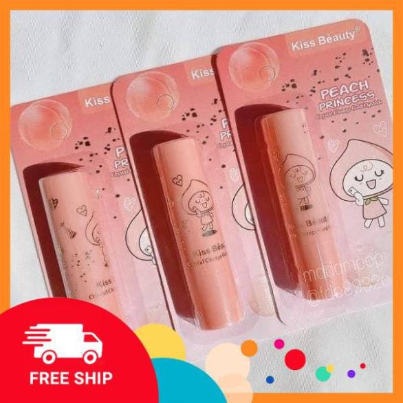 [FreeShip] Son Dưỡng KissBeauty Peach Princess Mã 2984-03 - Kiss Beauty Crystal Change Gold Lipstick NO.:2984-03