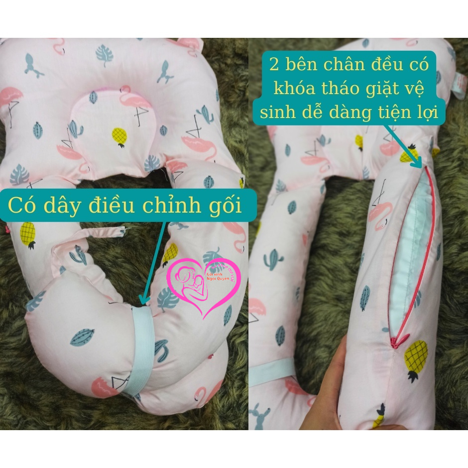 Gối chữ U cho bé goixinh_ngocquyen vừa làm gối chống bẹp đầu gối ôm gối chặn bé ngủ ngon chống giật mình size 50x75cm