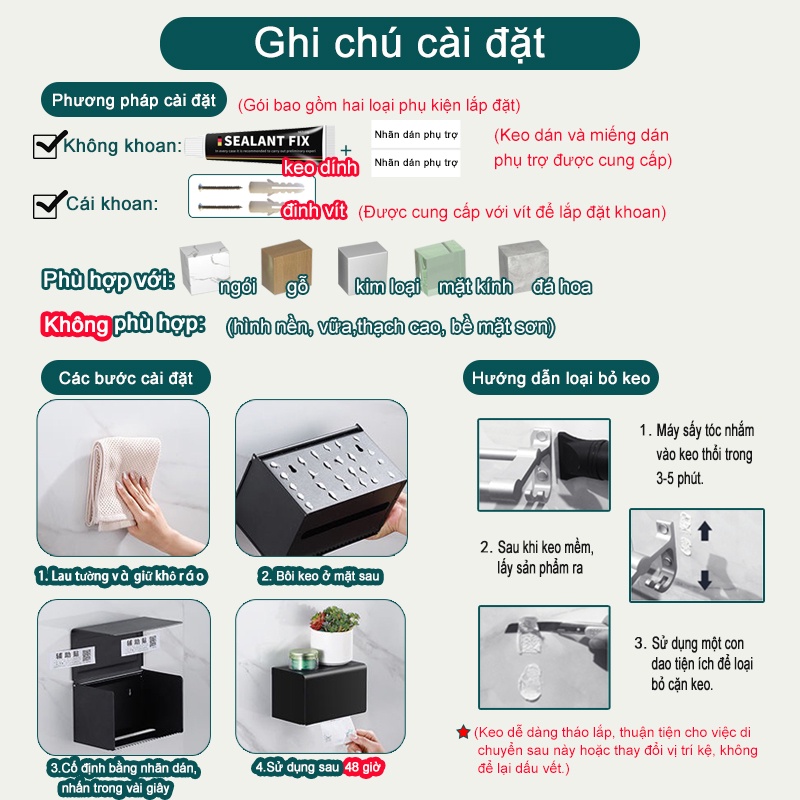 Giá đỡ cuộn khăn giấy gắn tường MEIDOO bằng kim loại chống thấm nước tiện dụng cho nh