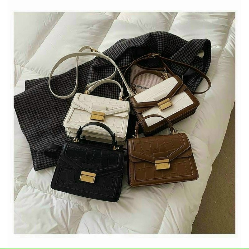 Túi xách Túi đeo chéo thời trang công sở dáng vuông khoá bấm size 20cm