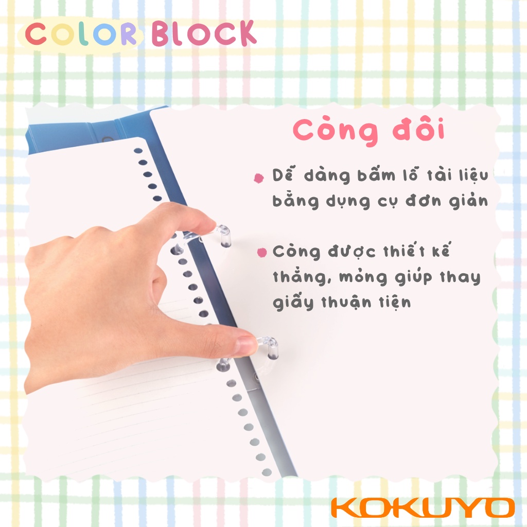 Sổ Binder Còng Nhựa Color Block Loại 2 Lỗ Campus