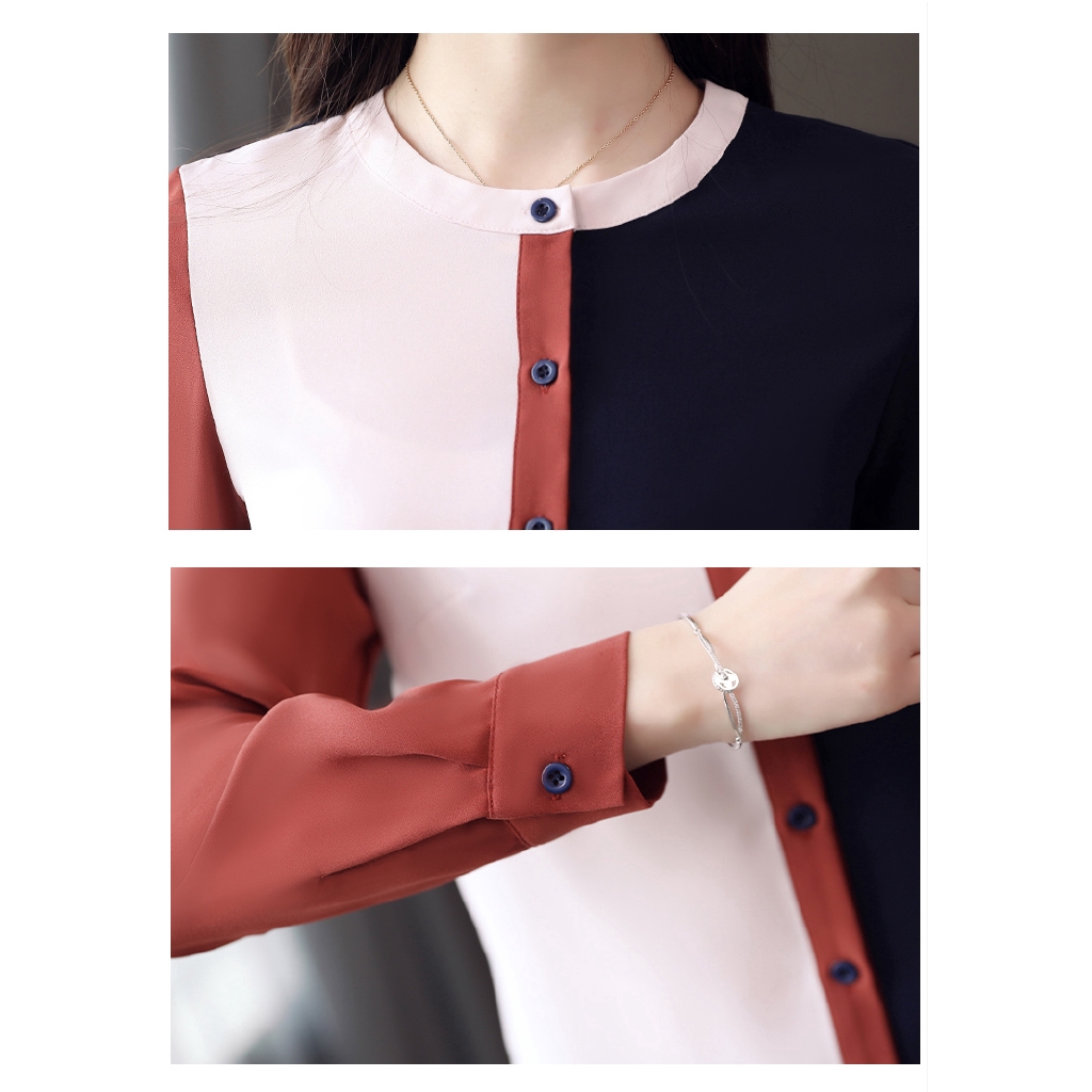 Áo chiffon công sở nữ tay dài phong cách Hàn Quốc | BigBuy360 - bigbuy360.vn