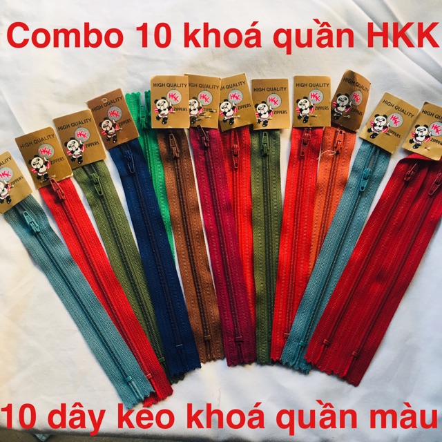 (ComBo) 10 dây kéo HKK 18cm đủ màu