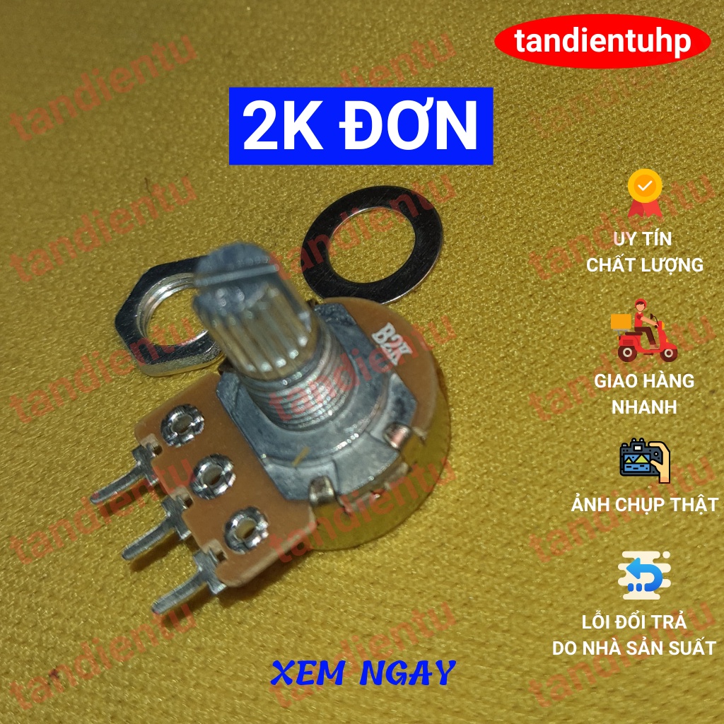 5 CHIẾC CHIẾT ÁP, BIẾN TRỞ  ĐƠN : 15MM KÈM ỐC VẶN VÀ LÓT 1K, 2K, 5K, 10K, 20K, 50K, 100K, 250K, 500K