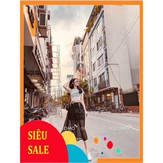 👚 Áo rút dây mix váy voan 2 lớp