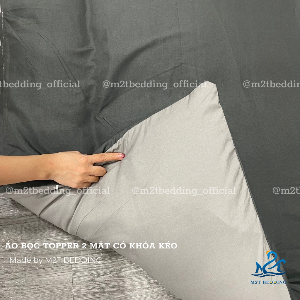 Áo bọc nệm topper 2 mặt có khóa kéo M2T BEDDING chất liệu Cotton Tici không kèm vỏ gối | BigBuy360 - bigbuy360.vn