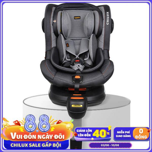 GHẾ NGỒI Ô TÔ CHO TRẺ EM CHILUX SAFE XOAY 360 ĐỘ MÀU XÁM GHI (DÙNG 0 - 12 TUỔI)