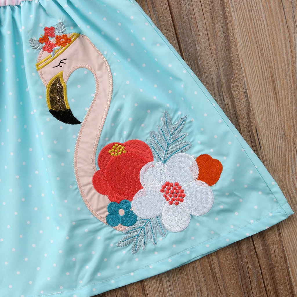 ❤XZQ-Summer Toddler Kids Baby Girl Cartoon Flamingo Summer Casual Dress Sundres Clothes