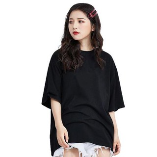 Áo thun trơn tay lỡ form rộng màu đen
