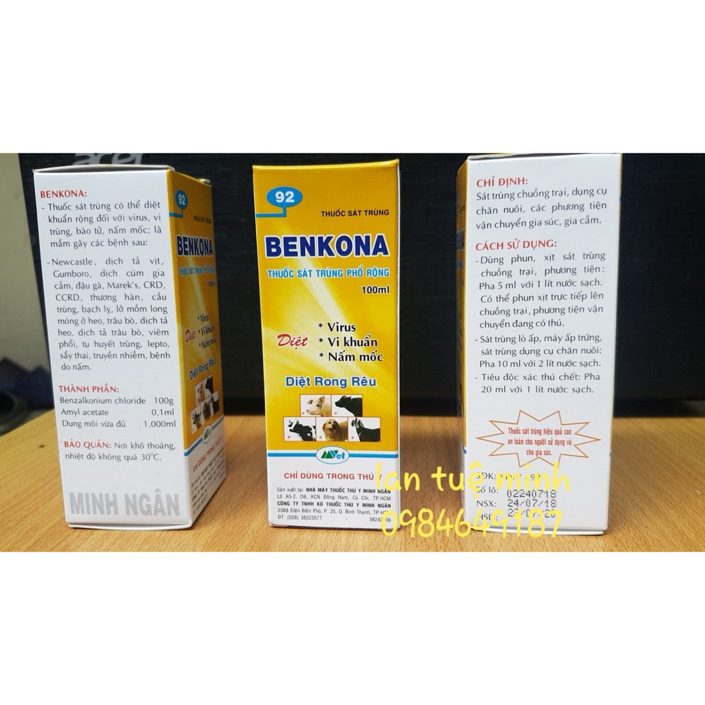 Thuốc trị nấm, vi khuẩn Benkona 1 lít (GIÁ HỦY DIỆT)