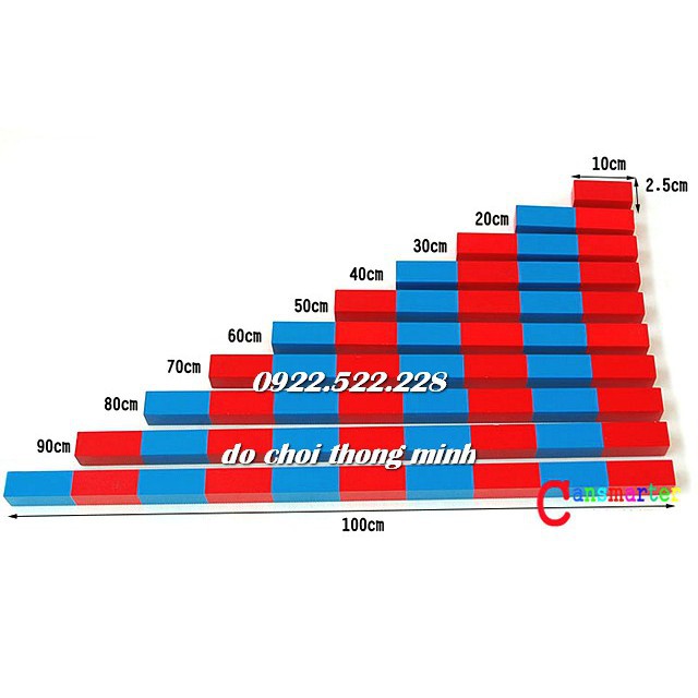 Gậy số loại to chuẩn - giáo cụ Montessori