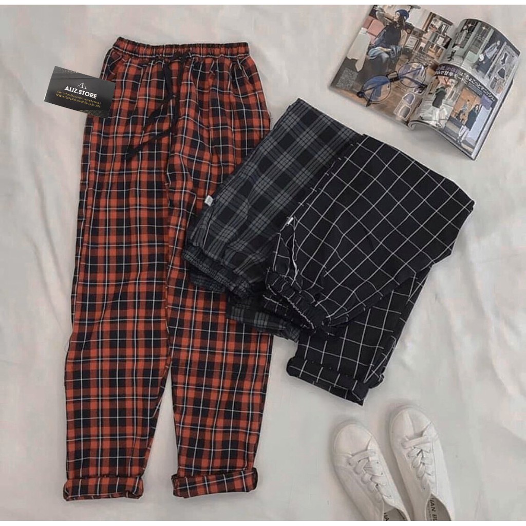 Quần sọc caro Plaid Pants Unisex - 5 màu Hình Thật