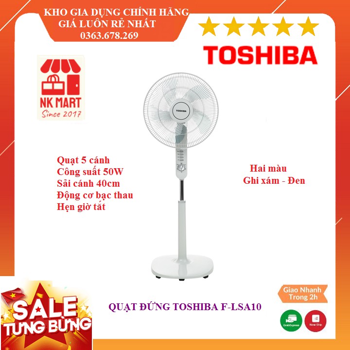 Quạt đứng Toshiba F-LSA10(W/H)VN - Hàng chính hãng - Công nghệ Nhật Bản, hoạt động êm ái