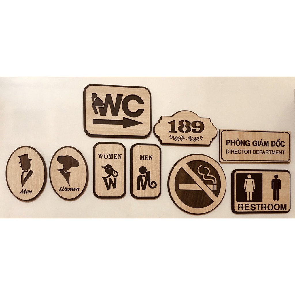 Biển Gỗ Wc - toilet nam nữ - Bảng gỗ decor treo cửa
