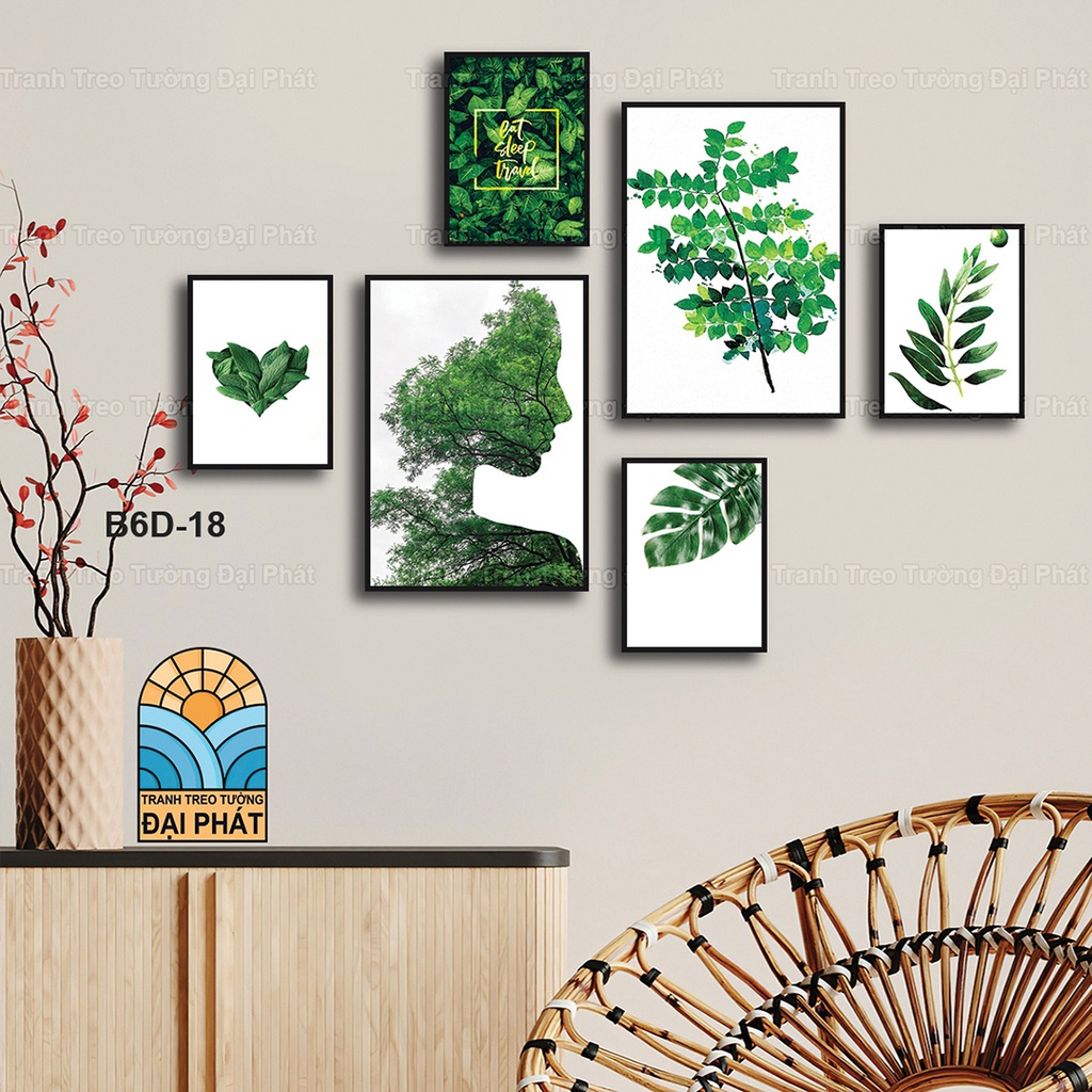 BỘ 6 TRANH TREO TƯỜNG TRÁNG GƯƠNG ĐÃ CÓ KHUNG TROPICAL NHIỆT ĐỚI HIỆN ĐẠI SIÊU RẺ