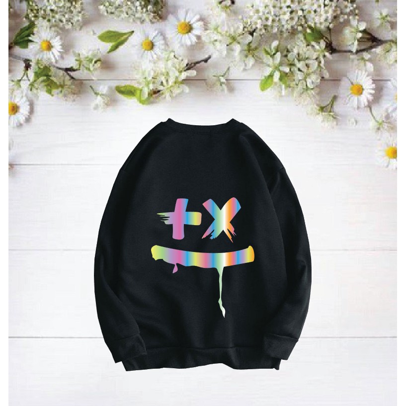 Áo nỉ mặt cười unisex dài tay nam nữ cao cấp, áo phông nỉ bông sweater  màu trắng, đen