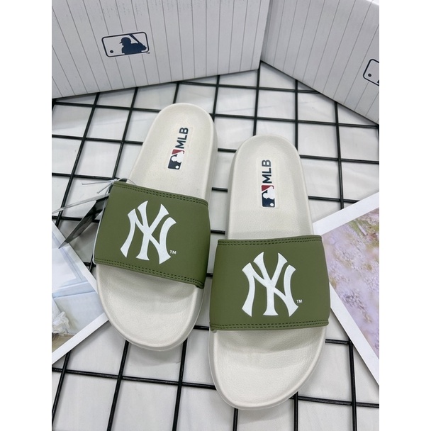 DÉP NY MLB NỘI ĐỊA HÀN TRẮNG XANH RÊU LOGO  - MLB CHÍNH HÃNG UNISEX NAM NỮ  - CÓ BILL MUA HÀNG