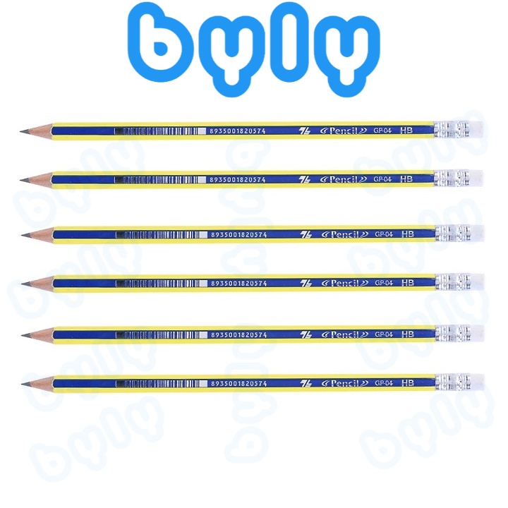 Bút chì gỗ 𝑻𝒉𝒊𝒆̂𝒏 𝑳𝒐𝒏𝒈 ngòi HB có gôm GP-04 - ByLy Store
