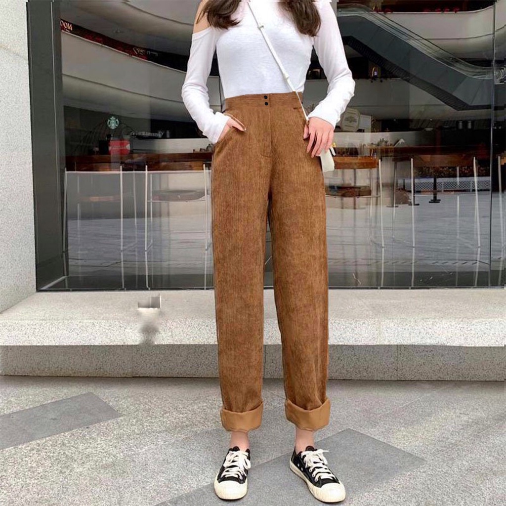 Quần Baggy Nhung Tăm Cạp Chun - Quần Dài Nữ | BigBuy360 - bigbuy360.vn