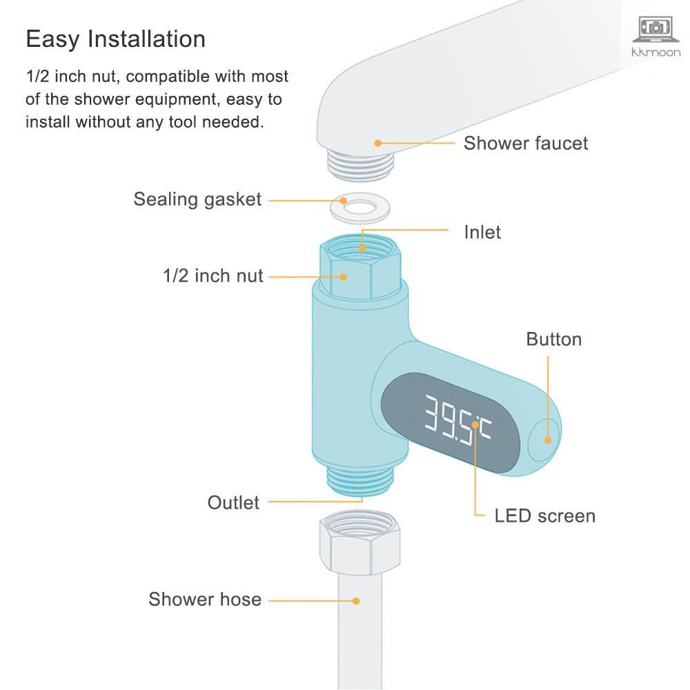 Thiết bị đo nhiệt độ nước tắm màn hình LED 5~85°Phạm vi cũ °C / C°Vòi hoa sen độ chính xác cao chuyên dùng cho nhà tắm
