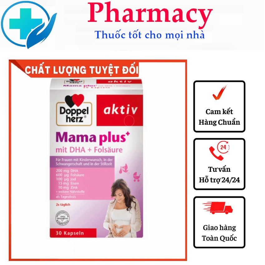 Vitamin Tổng Hợp Cho Bà Bầu Mama Plus mit DHA + Flosaure 30 Viên - Doppelherz