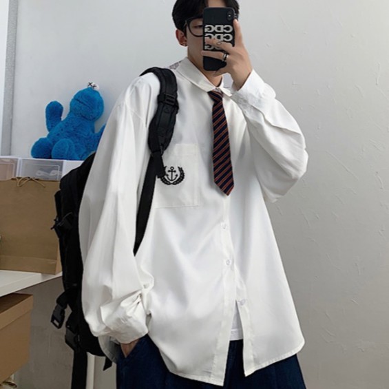 Áo sơ mi tay dài dáng rộng thời trang unisex simple bigsize thời trang phong cách Hàn Quốc
