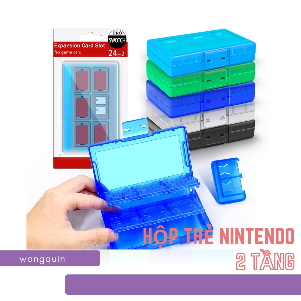 Sẵn VN - Hộp đựng thẻ game Nintendo Switch/ Lite Oled 2 tầng nhiều màu sắc đựng 24 thẻ nhỏ gọn kèm phụ kiện gắn 2 thẻ TF