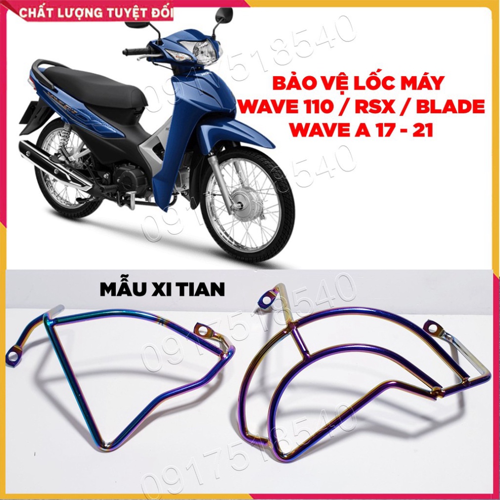 Bảo vệ lốc máy Wave 2007-2021, Wave 50cc inox, titan 7 màu Ảnh thật Sp