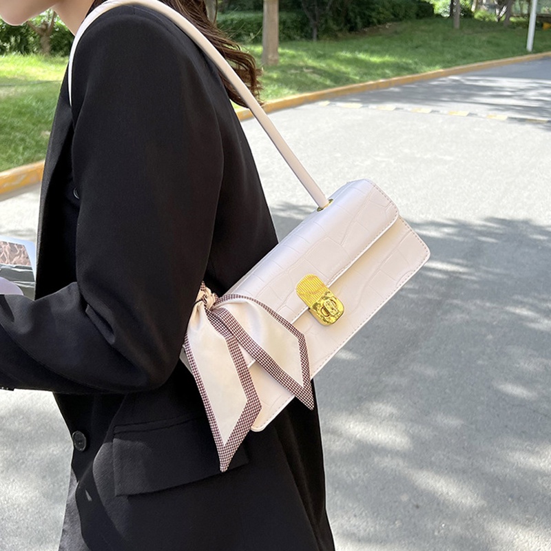 Túi đeo vai IELGY dáng vuông nhỏ phối dây thắt lụa phong cách Pháp thời trang chất lượng cao dành cho nữ