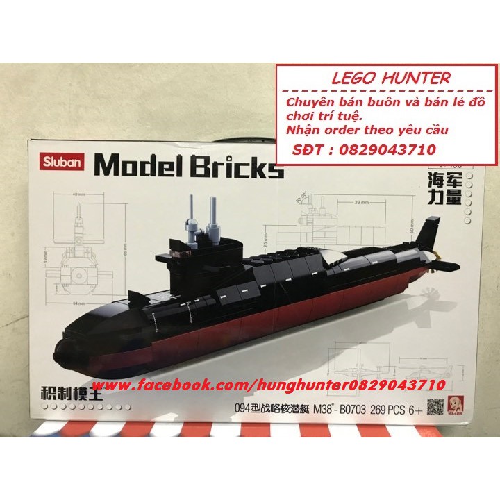 Bộ lắp ráp Lego Army mô hình Tàu ngầm nguyên tử - Atomic Submarine Sluban B 0703