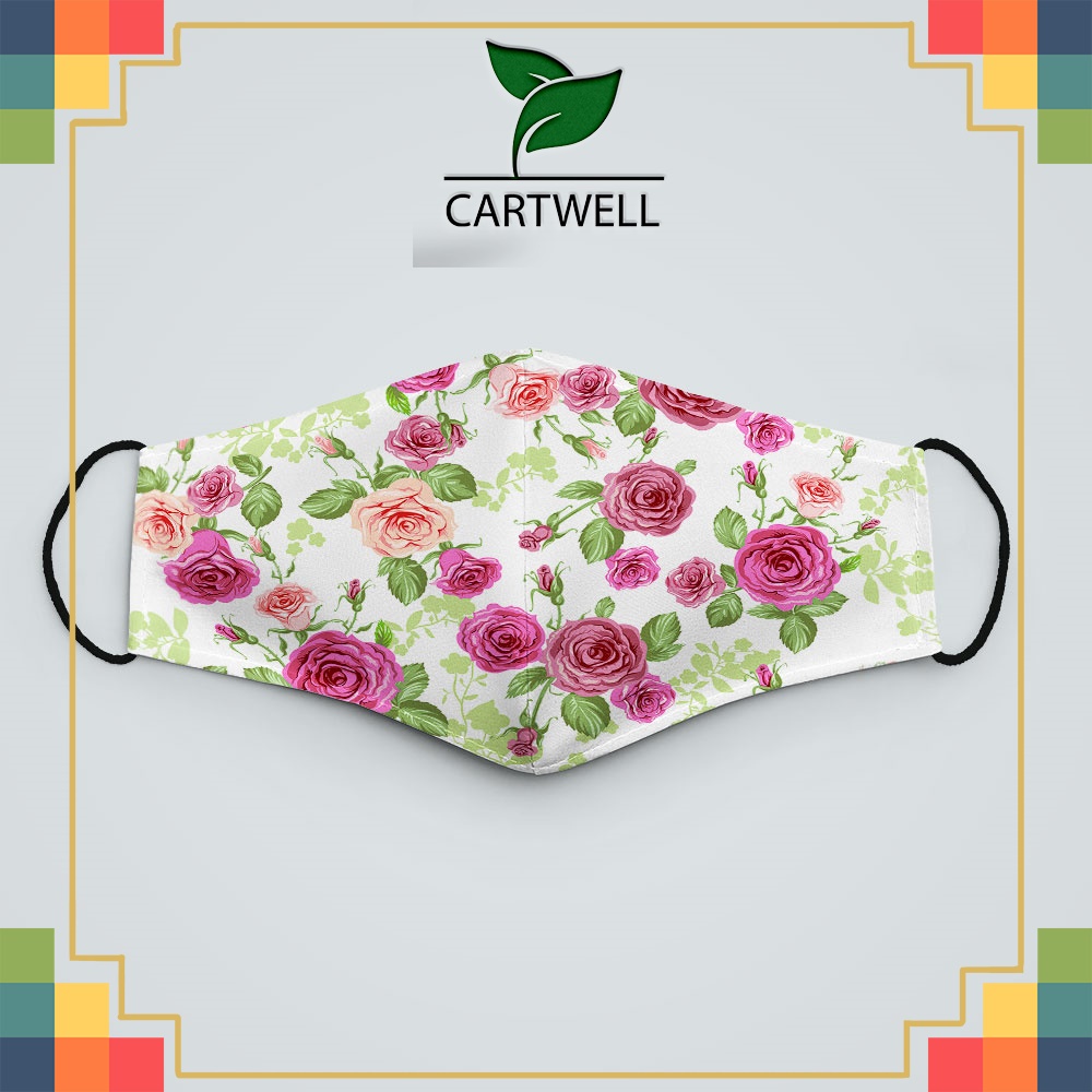 Khẩu trang vải bảo hộ FLOWERS_1453 CARTWELL vải poly cotton 100% ngăn bụi kháng khuẩn 2021 bảo vệ toàn diện